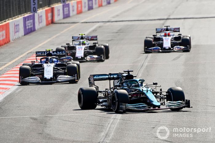 Lance Stroll, Aston Martin AMR21, Nicholas Latifi, Williams FW43B, Mick Schumacher, Haas VF-21, Nikita Mazepin, Haas VF-21