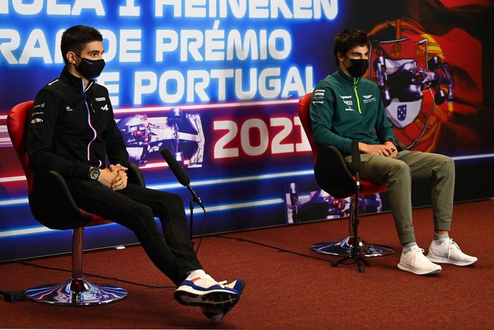 Esteban Ocon, Alpine F1, Lance Stroll, Aston Martin en la conferencia de prensa