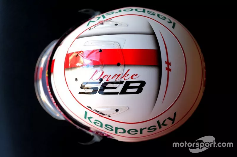 Helmet of Charles Leclerc, Ferrari for the last race of 2020