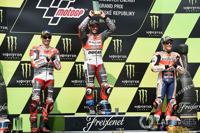 #10 GP de la República Checa - Podio: Andrea Dovizioso, Jorge Lorenzo, Marc Márquez