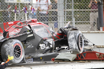 The car of #1 Rebellion Racing Rebellion R-13: Andre Lotterer, Neel Jani, Bruno Senna after the crash