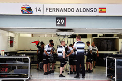 The pit garage of Fernando Alonso, McLaren
