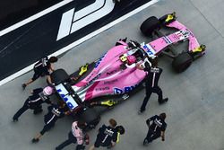 Esteban Ocon, Force India VJM11 is pushed in pit lane