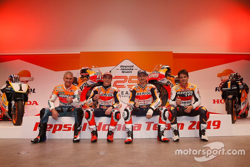 Mick Doohan, Alex Criville, Marc Márquez y Jorge Lorenzo, Repsol Honda Team
