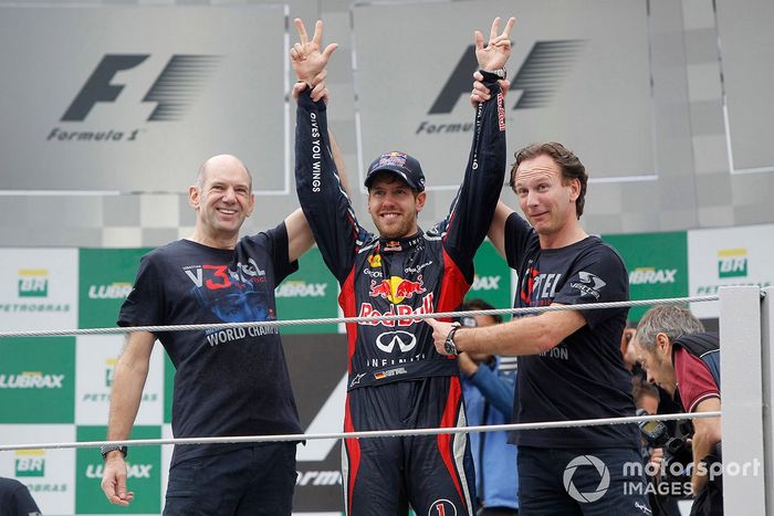 Sebastian Vettel, Red Bull Racing, Christian Horner, Team Principal, Red Bull Racing, Adrian Newey, Red Bull Racing