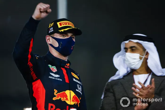 Podio: ganador de la carrera Max Verstappen, Red Bull Racing