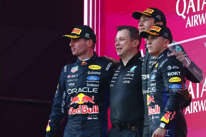 Max Verstappen, Red Bull Racing, George Russell, Mercedes, Isack Hadjar, Red Bull Racing