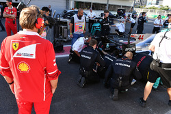 Ferrari engineer watch the car of Lewis Hamilton, Mercedes AMG F1 W08