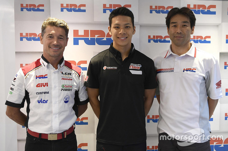 Lucio Cecchinello, le patron du LCR Honda Team, Takaaki Nakagami, et Tetsuhiro Kuwatam, le directeur de HCR