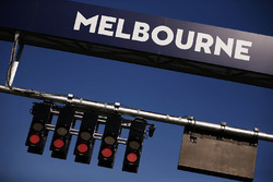 Red lights are illuminated on the start gantry