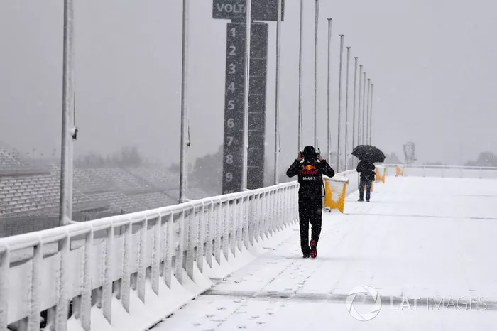 Circuit de Barcelona cubierto de nieve