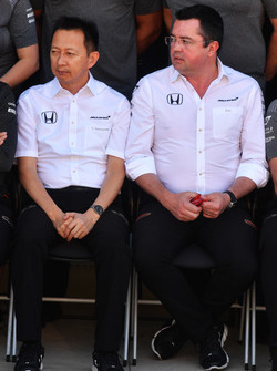 Yusuke Hasegawa, Head of Honda Motorsport and Eric Boullier, McLaren Racing Director at the McLaren