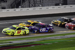 Ryan Blaney, Team Penske Ford Fusion, Darrell Wallace Jr., Richard Petty Motorsports Ford Fusion, and Joey Logano, Team Penske Ford Fusion