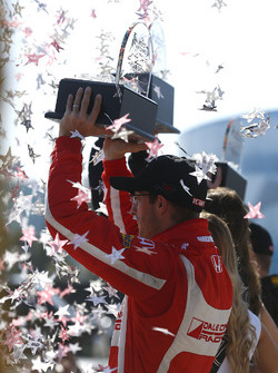Sébastien Bourdais, Dale Coyne Racing Honda fête sa victoire sur le podium
