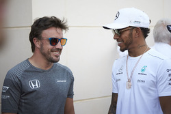 Fernando Alonso, McLaren, and Lewis Hamilton, Mercedes AMG