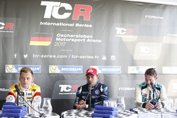 Press Conference, Gianni Morbidelli, West Coast Racing, Volkswagen Golf GTi TCR, second place Mato Homola, DG Sport Competition, Opel Astra TCR, third place Jean-Karl Vernay, Leopard Racing Team WRT, Volkswagen Golf GTi TCR