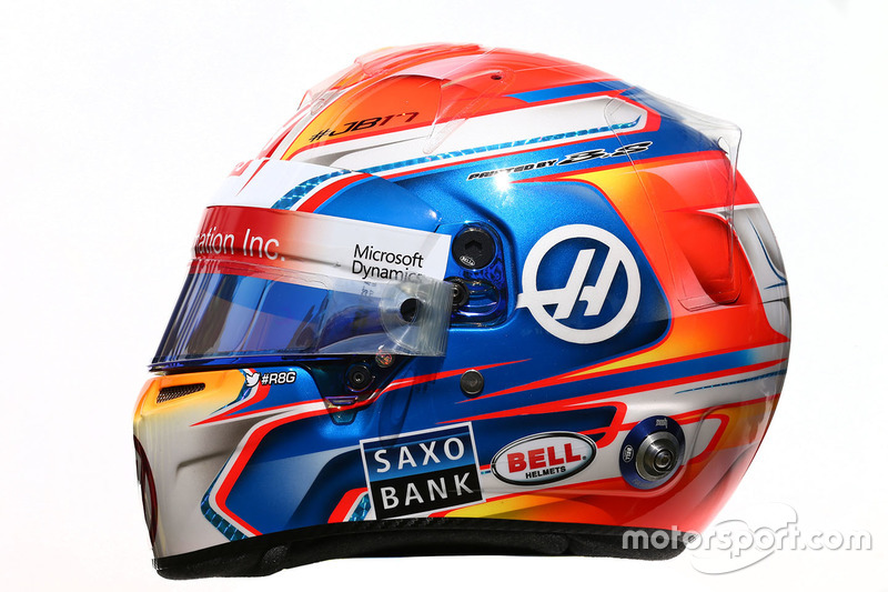 El casco de Romain Grosjean, Haas F1 Team