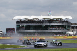 Lewis Hamilton, Mercedes AMG F1 W07 Hybrid leads behind the FIA Safety Car