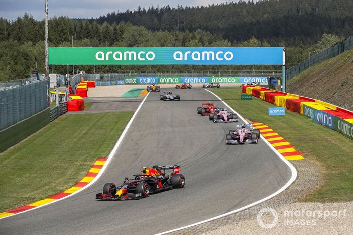 Alex Albon, Red Bull Racing RB16, Lance Stroll, Racing Point RP20, Sergio Pérez, Racing Point RP20, Charles Leclerc, Ferrari SF1000