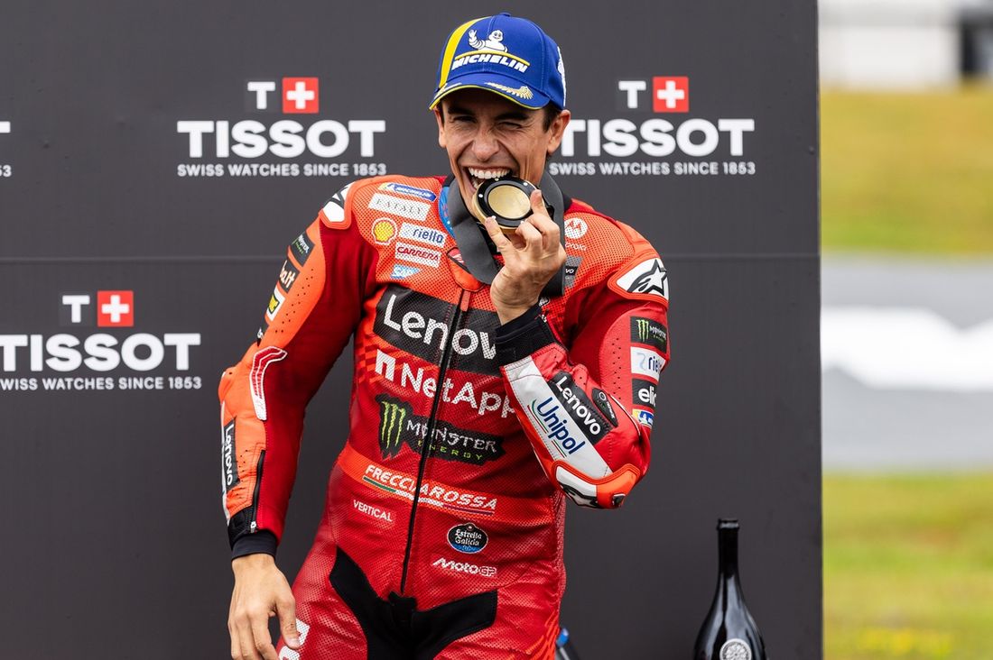 Podium: Race winner Marc Marquez, Ducati Team