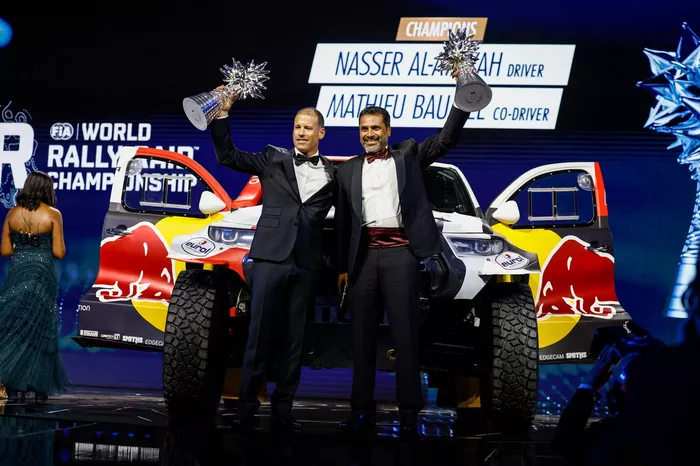 Mathieu Baumel, Nasser Al-Attiyah, Campeón del Campeonato del Mundo FIA de Rally-Raid 