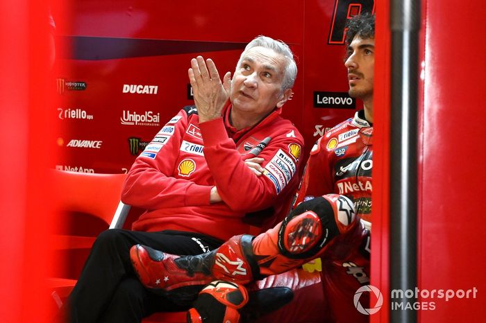 Davide Tardozzi, Director del equipo Ducati, Francesco Bagnaia, Equipo Ducati
