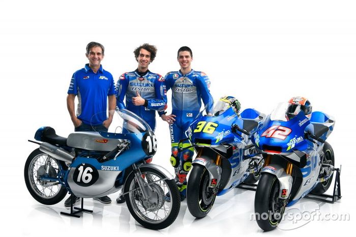 Joan Mir, Alex Rins, Team Suzuki MotoGP and Davide Brivio, Team manager Team Suzuki MotoGP