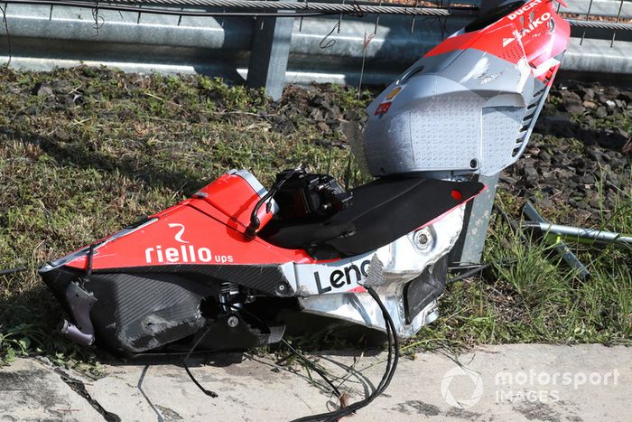 La moto di Jorge Lorenzo, Ducati Team, dopo l'incidente