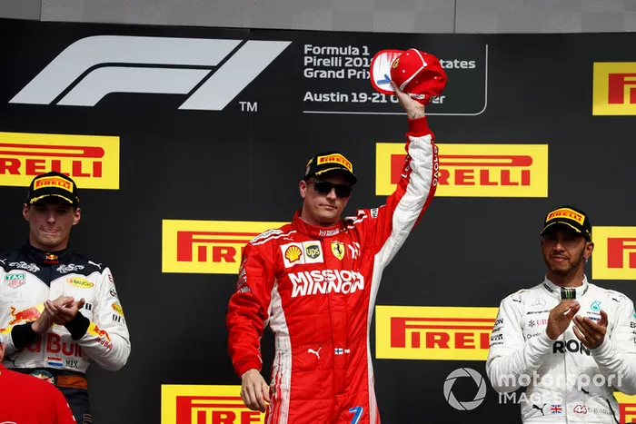 Podio: 1º Raikkonen, 2º Versatappen, 3º Hamilton