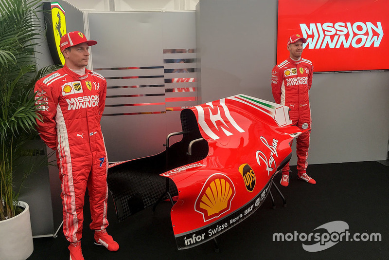 Sebastian Vettel, Kimi Raikkonen, Ferrari, unveiling Mission Winnow livery