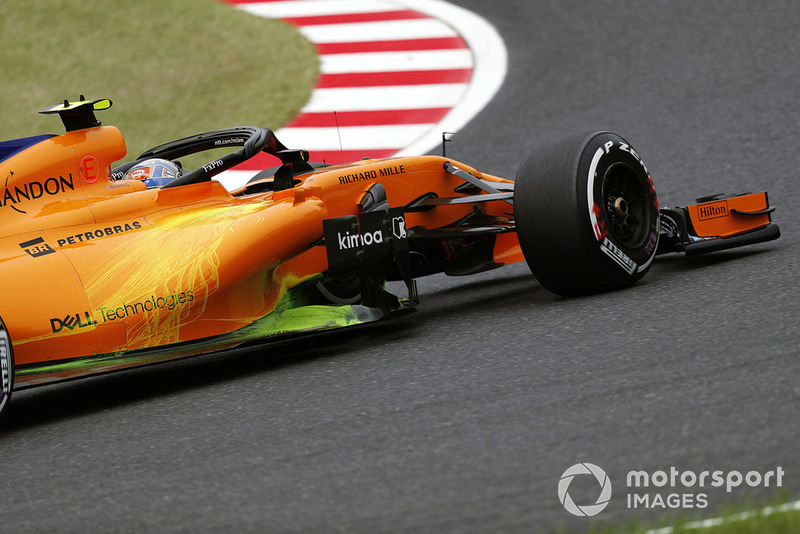 Lando Norris, McLaren MCL33, avec de la peinture aéro
