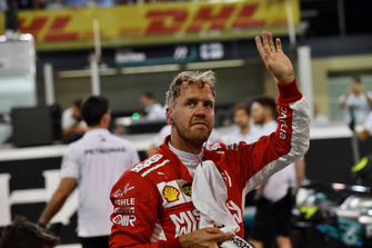 Sebastian Vettel, Ferrari, festeggia nel parco chiuso