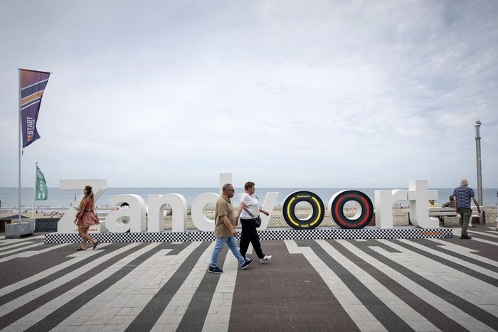 Pedestrians walk on the Zandvoort boulevard