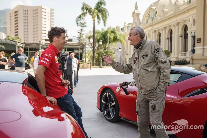 Claude Lelouch y Charles Leclerc, Ferrari