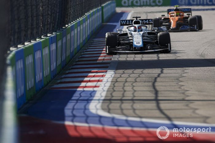 George Russell, Williams FW43, Lando Norris, McLaren MCL35