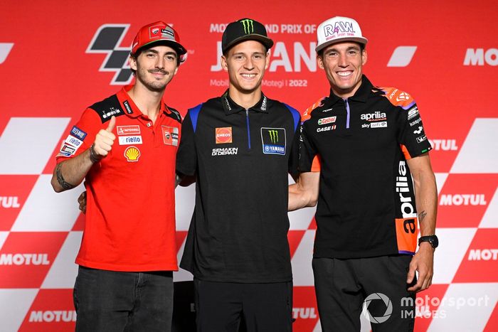 Francesco Bagnaia, equipo Ducati, Fabio Quartararo, Yamaha Factory Racing, Aleix Espargaró, Aprilia Racing Team 