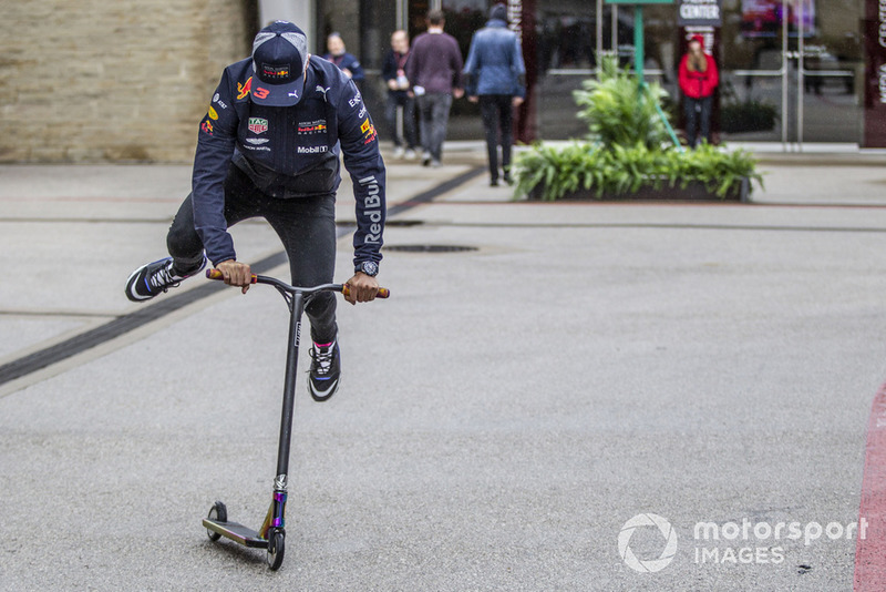 Daniel Ricciardo, Red Bull Racing on a scooter