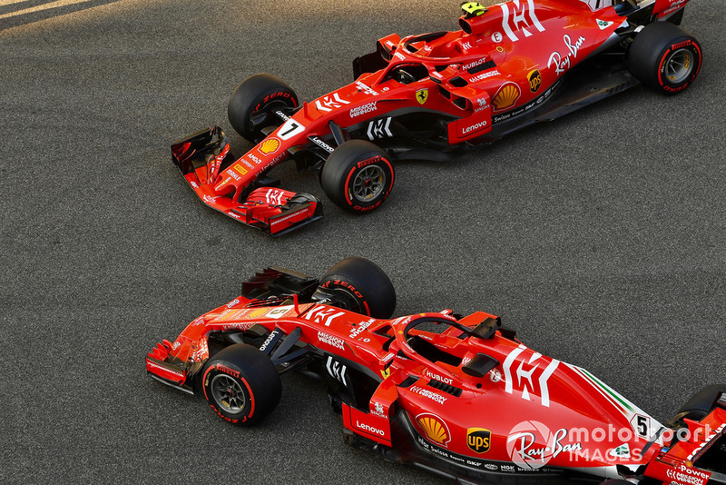 Le Ferrari SF71H di Sebastian Vettel, Ferrari e Kimi Raikkonen, Ferrari