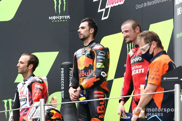 Podio: ganador de la carrera Miguel Oliveira, Red Bull KTM Factory Racing, segundo lugar Johann Zarco, Pramac Racing, tercer lugar Jack Miller, Ducati Team 