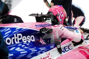 Lance Stroll, Racing Point, enters his cockpit