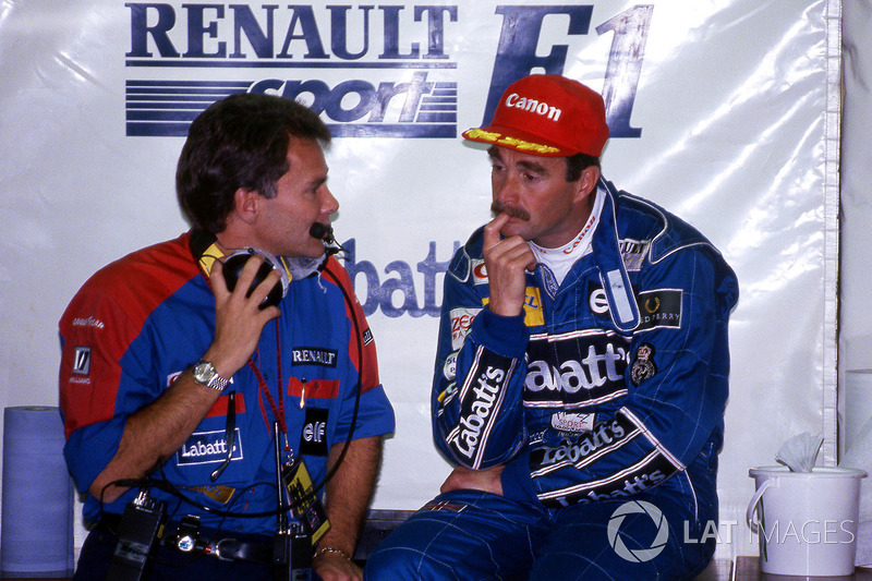 Nigel Mansell, Williams, mit Peter Windsor, Williams