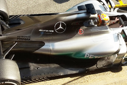 Lewis Hamilton, Mercedes AMG F1 W08 avec l'aileron de requin ouvert