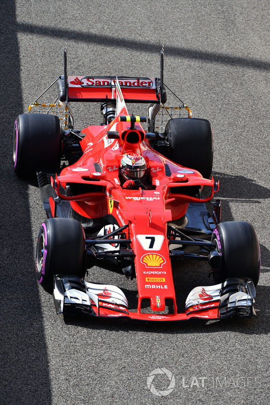 kimi raikkonen, ferrari sf70h with aero sensors on rear wing