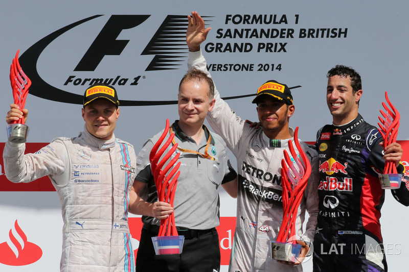 2016: 1. Lewis Hamilton, 2. Valtteri Bottas, 3. Daniel Riccardo