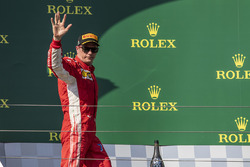 Kimi Raikkonen, Ferrari celebrates on the podium