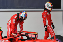 Kimi Raikkonen, Ferrari e Sebastian Vettel, Ferrari nel parco chiuso