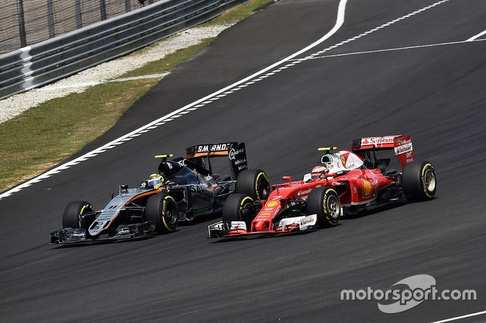 Sergio Pérez, Sahara Force India F1 VJM09, Kimi Raikkonen, Ferrari SF16-H