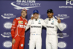 Pole pozisyonu sahibi Valtteri Bottas, Mercedes AMG F1, 2. Lewis Hamilton, Mercedes AMG F1, 3. Sebas
