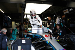 Lewis Hamilton, Mercedes AMG F1 W09, climbs into his car in the garage