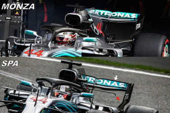 Mercedes W09, comparazione delle ali anteriori di Spa e Monza